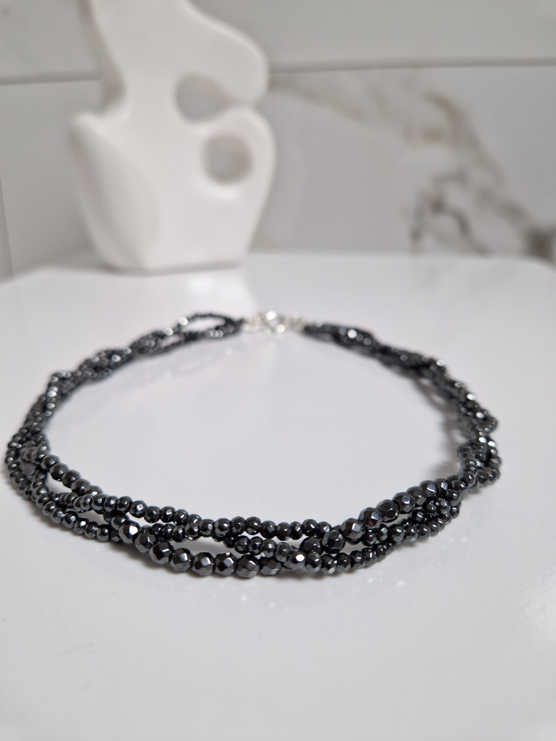 Naszyjnik z Hematytów pleciony - obrazek 3