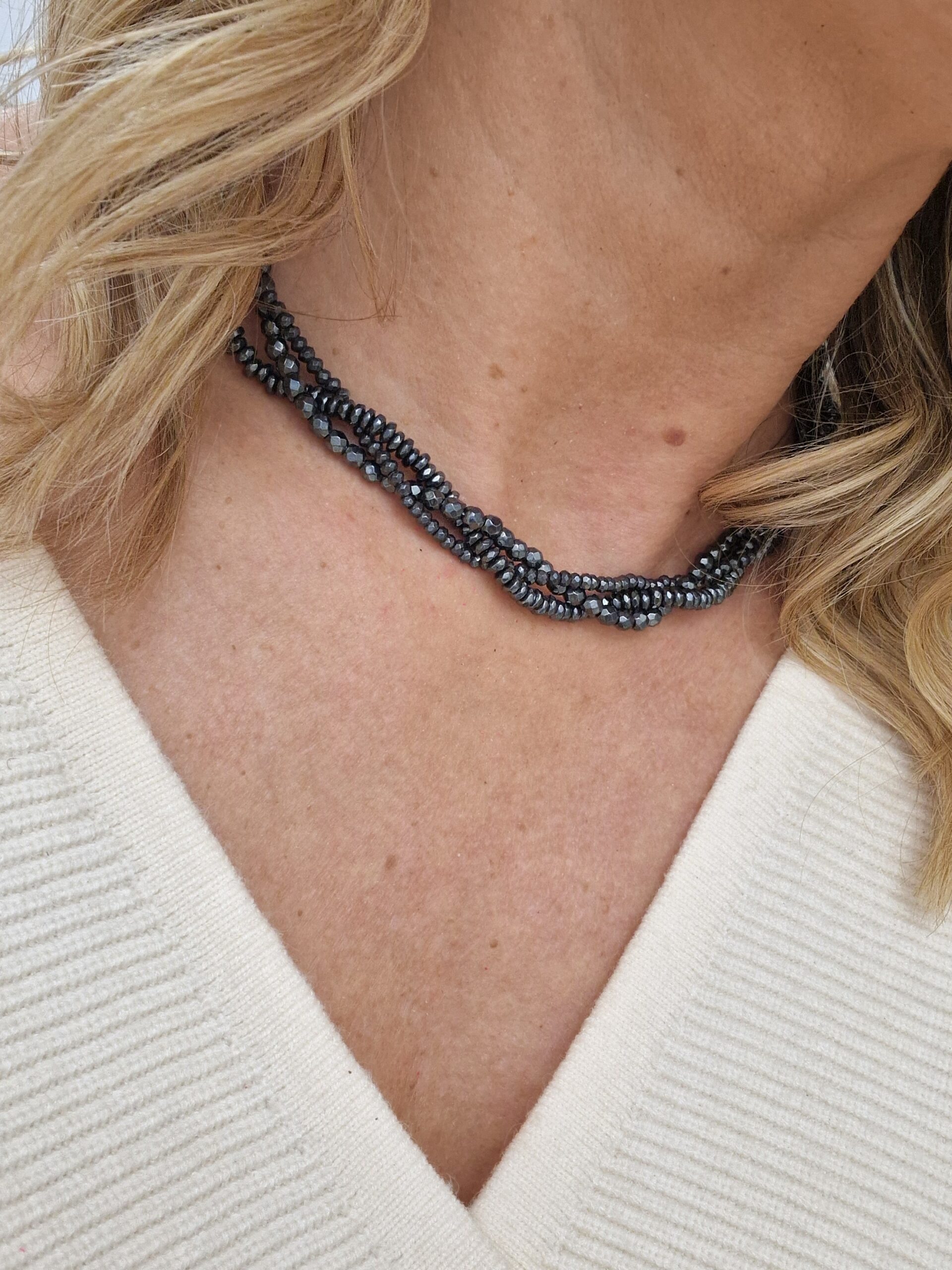 Naszyjnik z Hematytów pleciony - obrazek 5