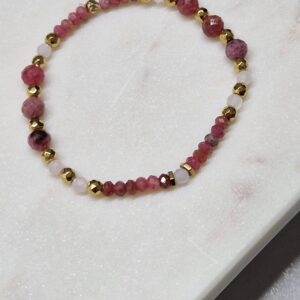 Bransoletka z różowego turmalinu z kwarcem różowym